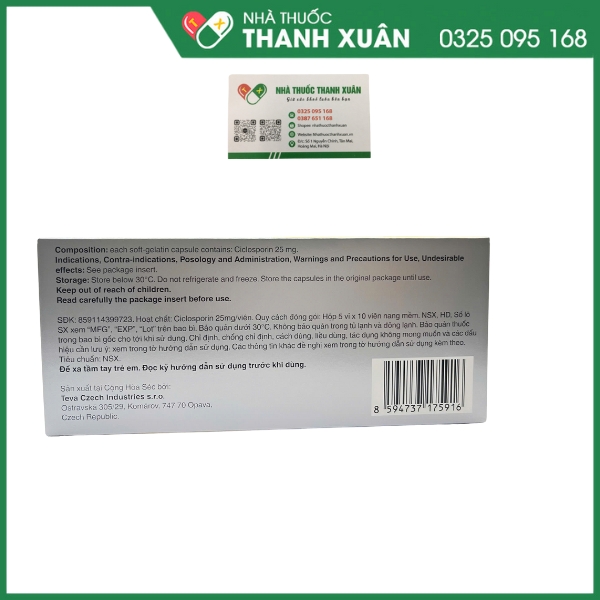 Equoral 25mg thuốc ức chế miễn dịch, điều trị chống thải ghép, hội chứng thận hư, viêm khớp dạng thấp, viên da cơ địa, bệnh vẩy nến
